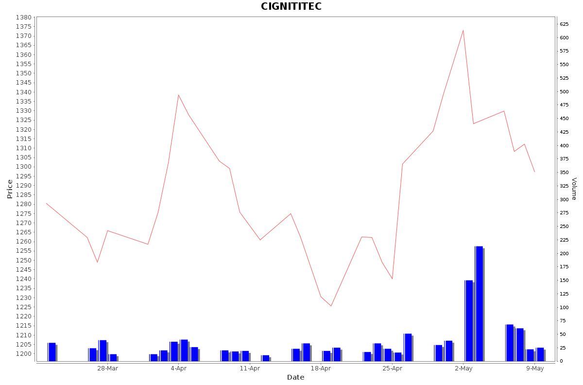 CIGNITITEC Daily Price Chart NSE Today